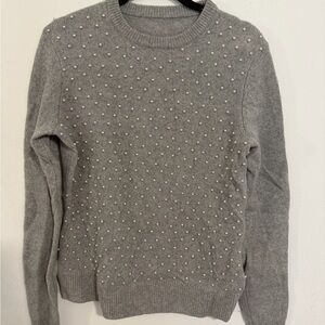 Brook’s Brothers Gray Pearl-Embellished Women's Sweater